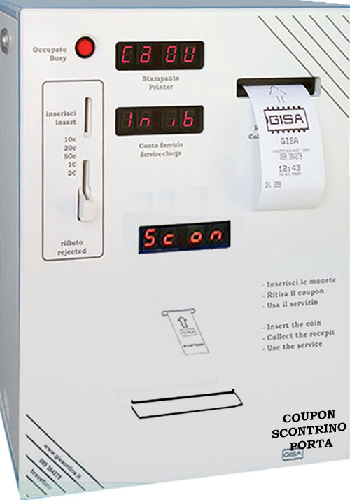Gettoniera per ingresso o bagno con SCONTRINO e stampante COUPON - mod.COUPON SCONTRINO PORTA (COD. 47800000)